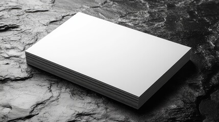Fototapeta premium Stack of Blank Business Cards on Dark Stone Background