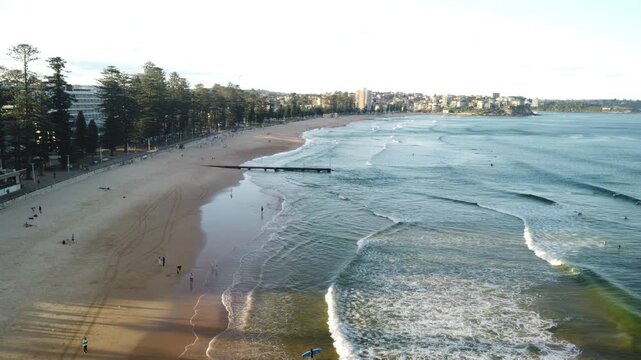 DRONE SHOT OVER THE BEACH IN SIDNEY AUSTRALIA