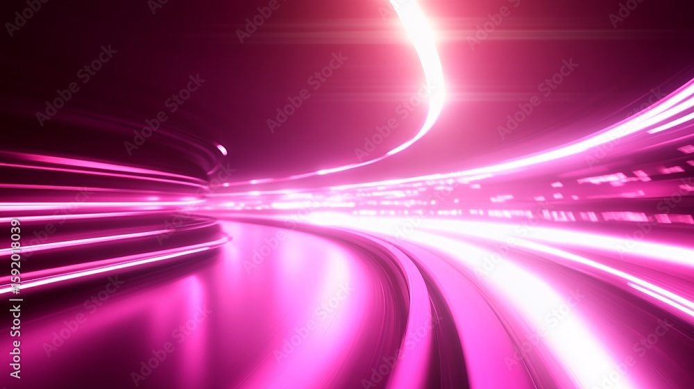 Fototapete abstract pink light trails background with dynamic movement and flare effect