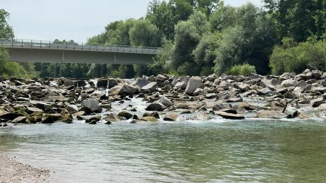 alpine and clean river Alm in Upper Austria