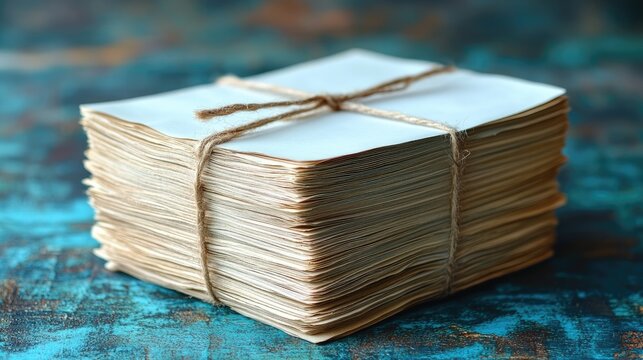 Stack of Old Paper Tied With String