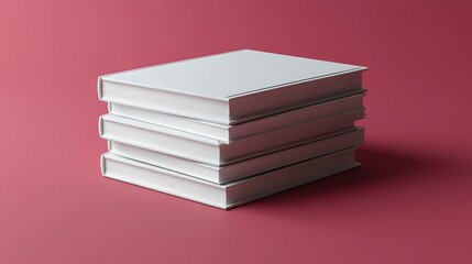 Fototapeta premium Stack of White Books on Pink Background