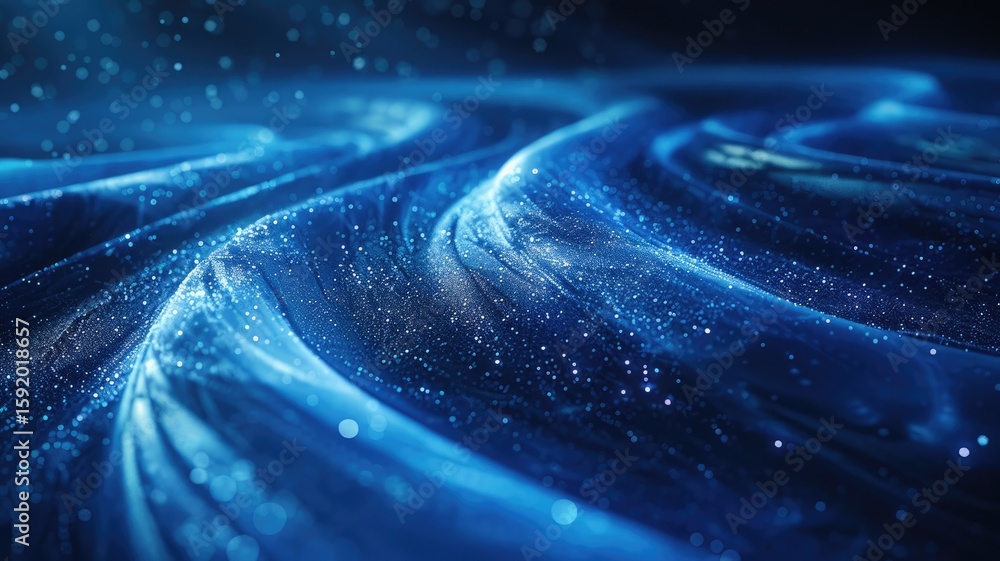 Aufkleber abstract wonderful picture of micro light sparkling particles scattered across blue flowing wave wit