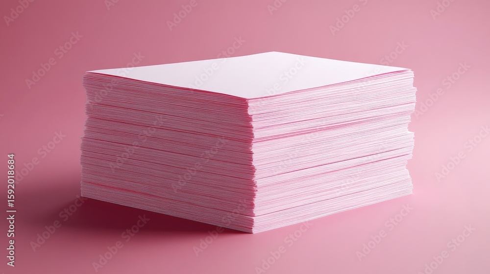 Poster stack of white paper sheets on pink background