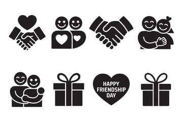 Friendship icons showing connection and celebration support love