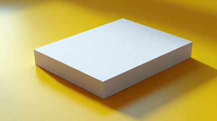 Stack of White Paper Sheets on Yellow Surface Mockup