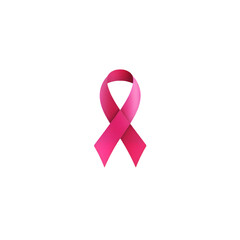 A single pink ribbon on a black background symbolizing breast cancer awareness on transparent background