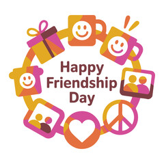 Happy friendship day colorful celebration icons vector
