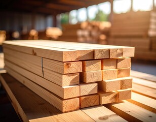 Stacked lumber in a warehouse (2)
