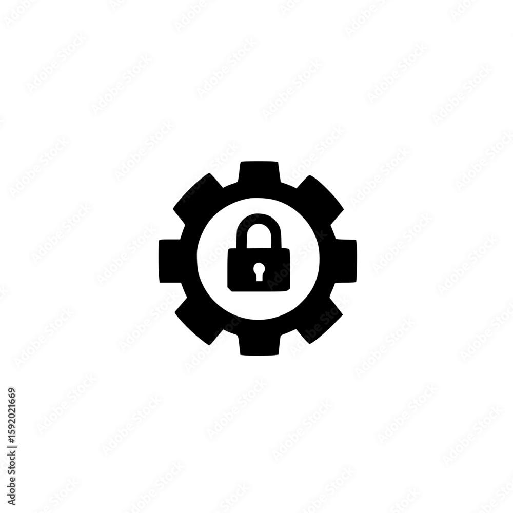 Poster security gear with padlock icon for protected settings and data encryption concept vector
