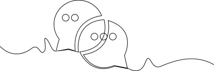 Speech bubble continuous one line art drawing dialogue speech bubble vector illustration.