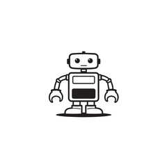 Fototapeta premium A bold cartoon robot isolated on white background symbolizes the power of artificial intelligence and automation