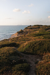 Golden Sunset Over Olga Beach, Hadera – Serene Spring Landscape on the Israeli Mediterranean Coast