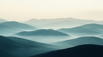 Scenic Blue Ridge Mountains Layered Landscape View with Fog and Mist