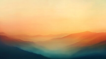 Fototapeta premium Misty Mountain Range Scenery with Vibrant Sunrise Warm Colors Landscape