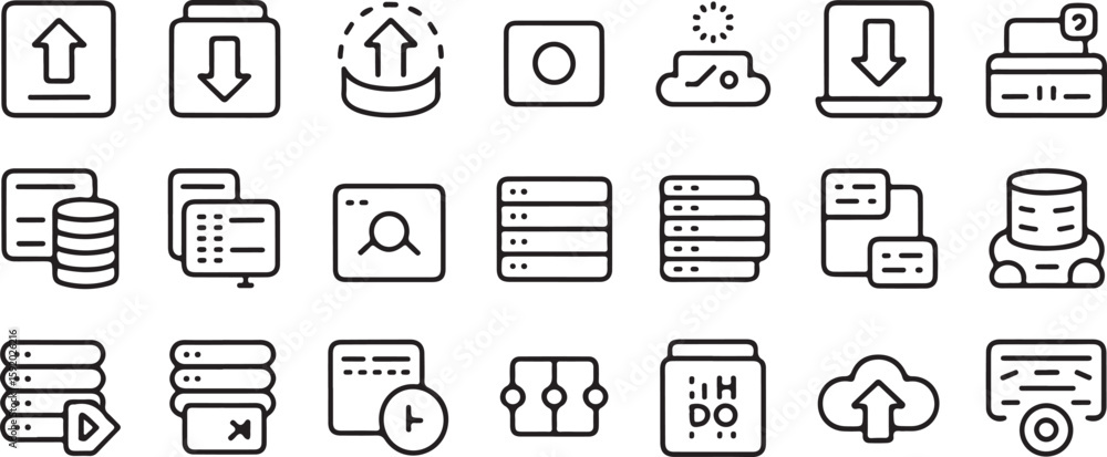 Aufkleber upload download data server cloud connection icons vector