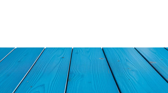 Empty blue wooden table isolated on transparent background