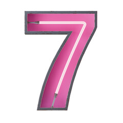 Bright Neon Font with fluorescent tubes.Metallic futuristic  cyberpunk Alphabet. 3d Rendering Isolated on White Background.