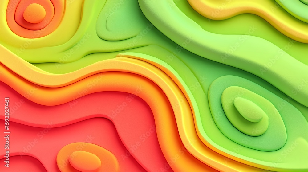 Poster colorful abstract topographic map design with gradient layers and smooth shapes
