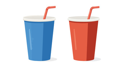 Vibrant Blue and Red Cola or Soda Soft Drink Paper Cup
