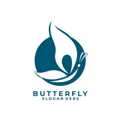 Abstract Butterfly with circle shape logo design vector template