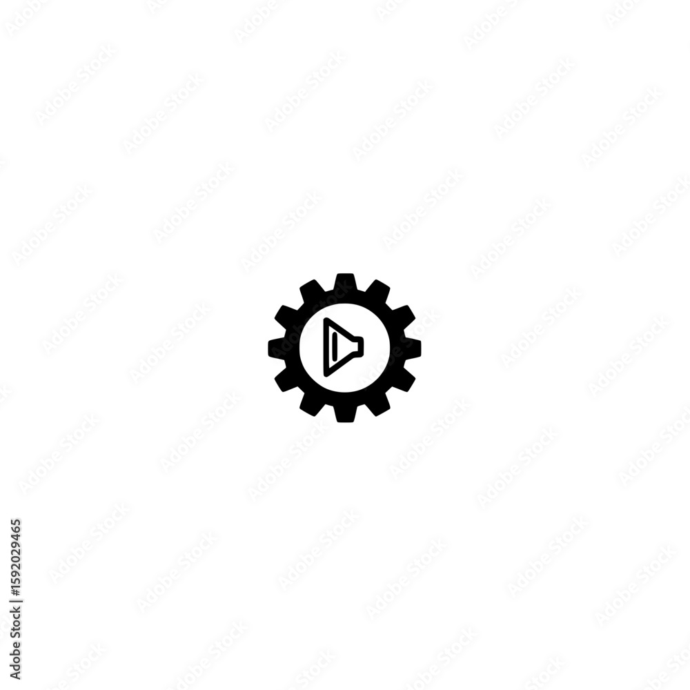 Poster gear with speaker icon representing audio settings and sound control system in vector design