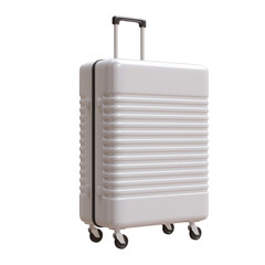 Travel and vacation concept. White suitcase isolated on white, transparent.  