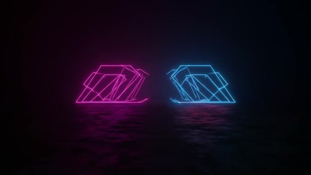 Neon light tunnel pathway