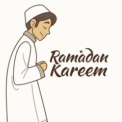 ramadan kareem muslim man flyer template