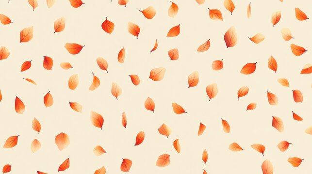 Soft, pale-yellow background strewn with numerous small, orange-red leaf-shaped elements