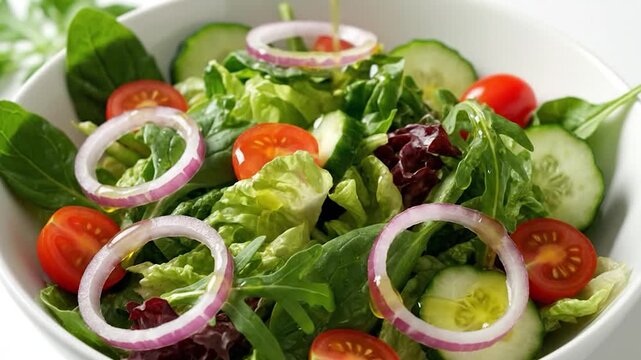 huile d'olive vers&eacute; sur une salade compos&eacute;