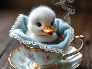 Cute Duckling in Teacup.