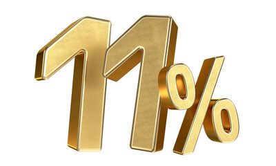 Golden 11 Percent Isolated on Transparent Background
