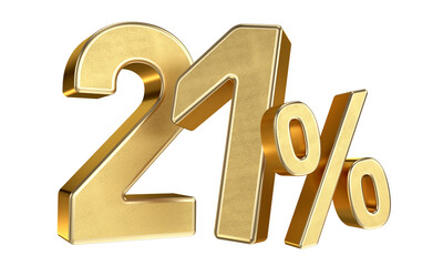 Golden 21 Percent Isolated on Transparent Background