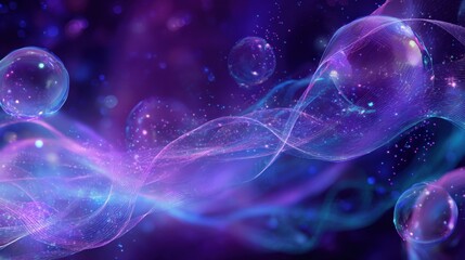 Obraz premium Abstract Purple and Blue Bubbles and Light Trails