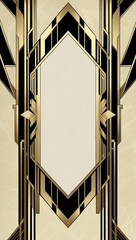 Art Deco Frame with Gold, Black, and Beige.