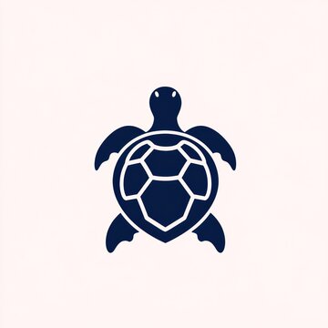 Simple navy blue turtle graphic on a light background
