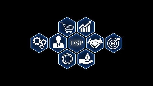 Internet, business, Technology and network concept. DSP Return on investment financial growth concept. Internet and network concept Seamless loop technology network background concept.
