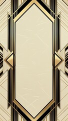 Art Deco Frame with Gold Beige Design.