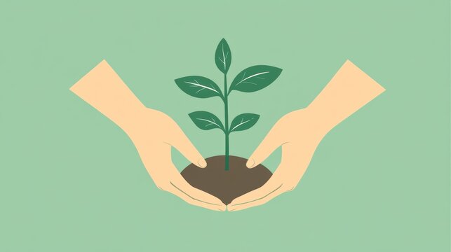 Hands holding a small plant