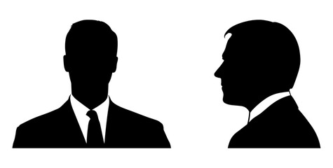 Silhouette of  business man in frontal and side profile pose