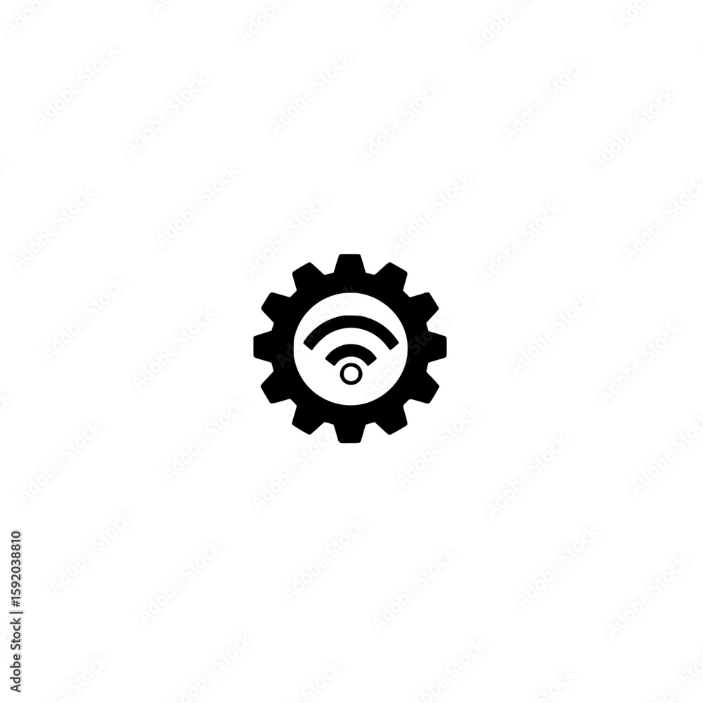 Poster technical gear with wifi icon showing network management and wireless communication system