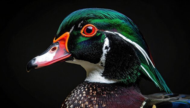 Close-up of a colorful bird's head