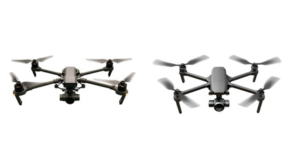 Two Quadcopters with Four Rotors Each. White or transparent background.









