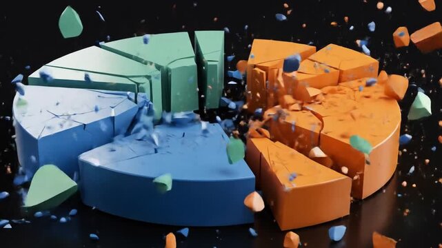 Abstract pie chart explosion visual