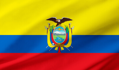 Ecuador flag background with waving fabric texture