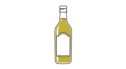 Simple icon of a bottle with a clean label, clean white background