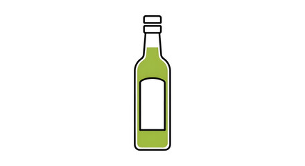 Simple green icon of a bottle with a clean label, clean white background