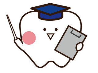 学生帽をかぶっている歯のキャラクター