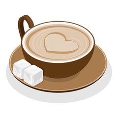 3D Isometric Flat  Set of Coffee Beverages. Item 3